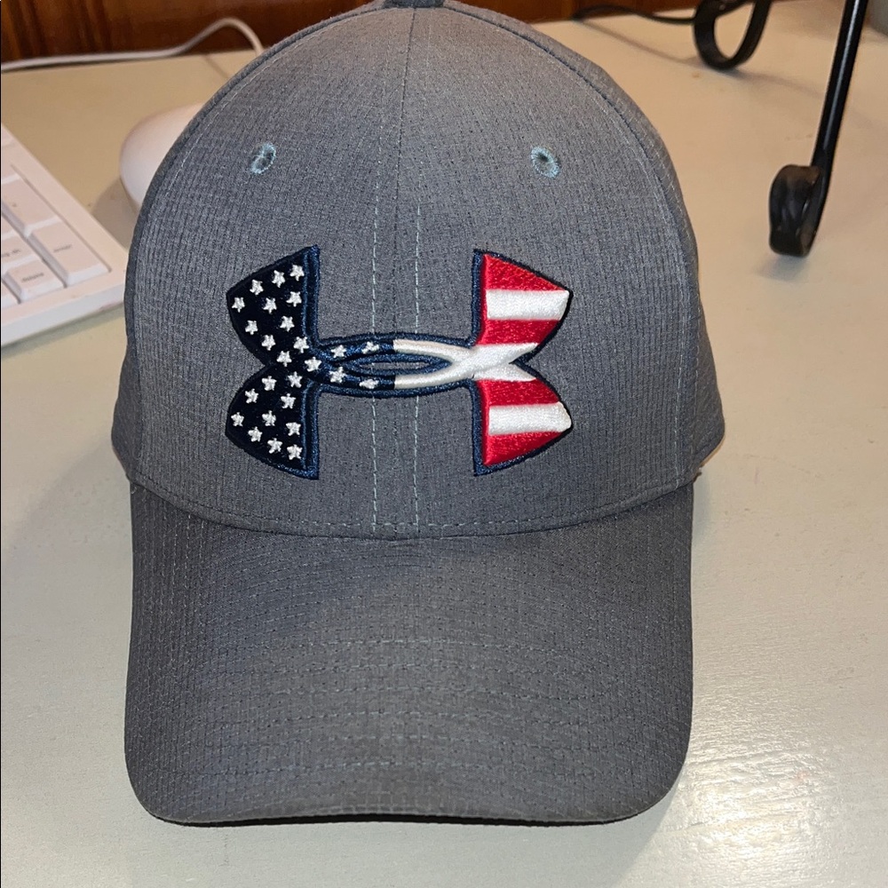 Under Armour Gray Cap with American Flag Logo